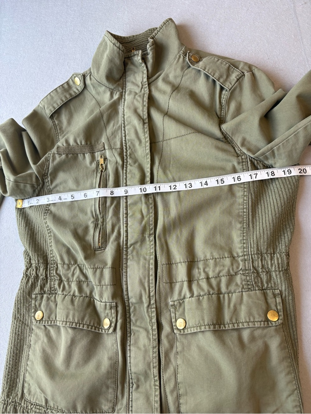 H&M Women’s Olive Utility Military Style Cotton Jacket Field Coat Sz 8 - Picture 6 of 8